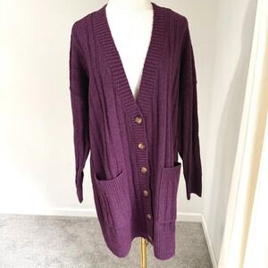 NWT Torrid Vegan Cashmere Boyfriend Cardigan Sweater Winter Bloom Purple Size 0